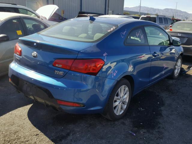 KNAFX6A84E5173167 - 2014 KIA FORTE EX BLUE photo 4