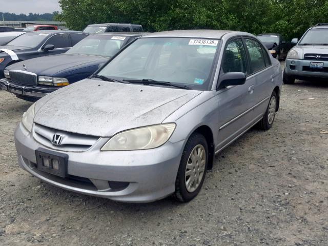 2HGES15545H543589 - 2005 HONDA CIVIC LX SILVER photo 2