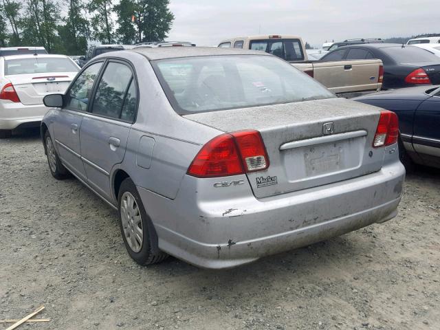 2HGES15545H543589 - 2005 HONDA CIVIC LX SILVER photo 3