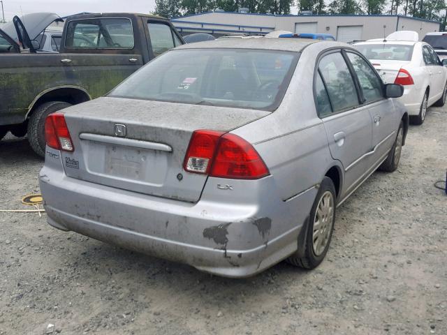 2HGES15545H543589 - 2005 HONDA CIVIC LX SILVER photo 4