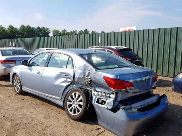 4T1BK3DB0BU393165 - 2011 TOYOTA AVALON BAS BLUE photo 3