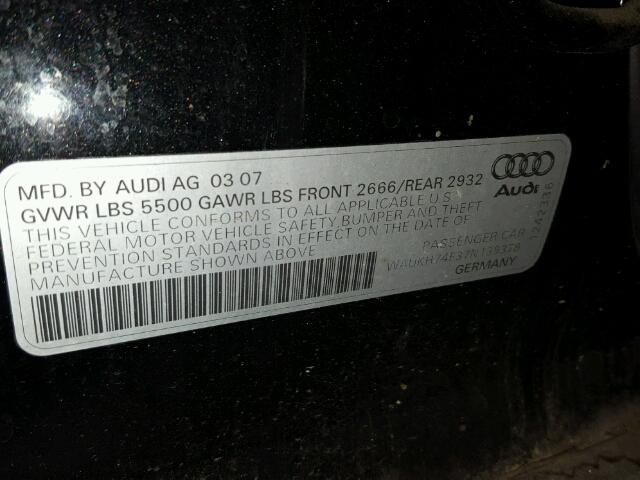 WAUKH74F37N139378 - 2007 AUDI A6 AVANT Q BLACK photo 10