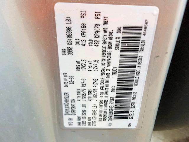 3D7KU28D64G177661 - 2004 DODGE RAM 2500 S Gümüş foto 10