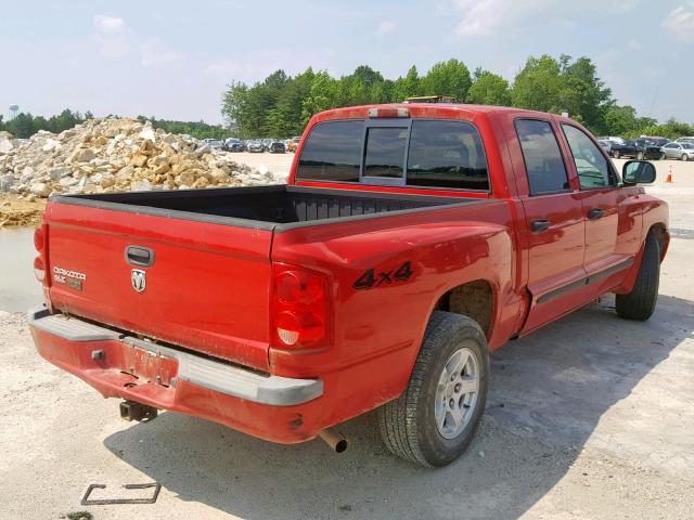 1D7HW48K87S129350 - 2007 DODGE DAKOTA QUA RED photo 4