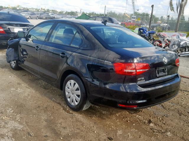 3VW2K7AJ9FM403755 - 2015 VOLKSWAGEN JETTA BASE BLACK photo 3