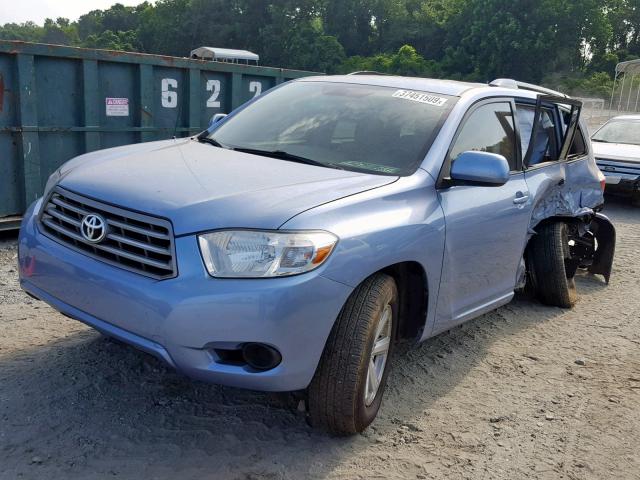 5TDZK3EH6AS010645 - 2010 TOYOTA HIGHLANDER BLUE photo 2