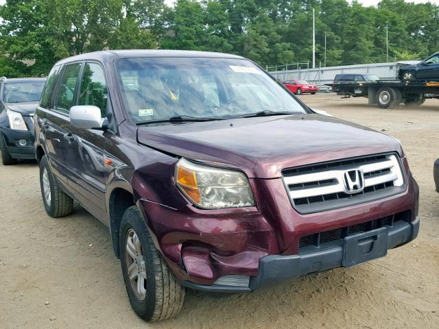 2HKYF18157H503704 - 2007 HONDA PILOT LX BURGUNDY photo 1