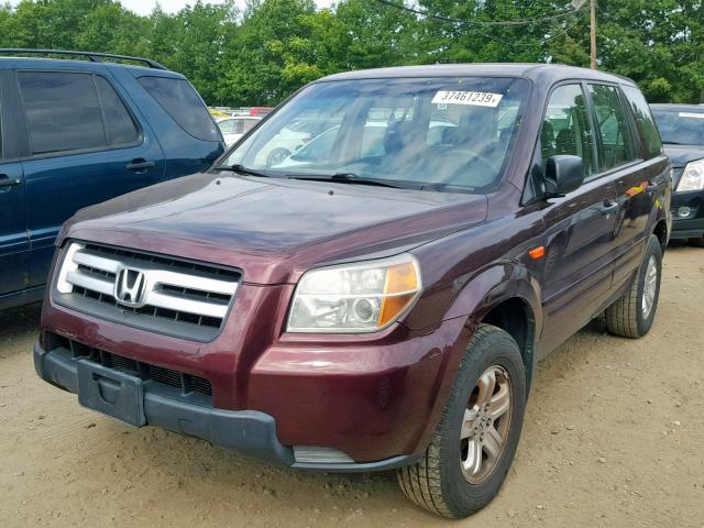 2HKYF18157H503704 - 2007 HONDA PILOT LX BURGUNDY photo 2