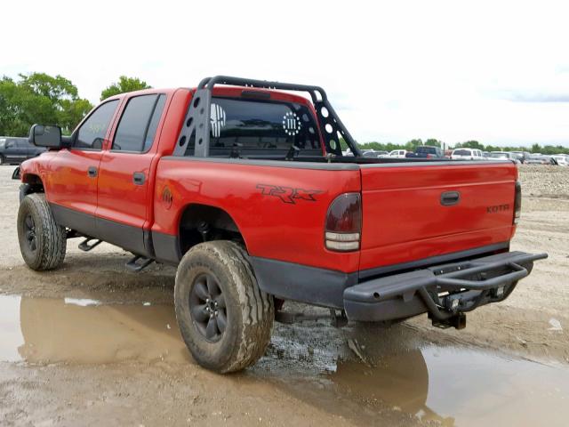 1D7HL48XX3S197244 - 2003 DODGE DAKOTA QUA RED photo 3