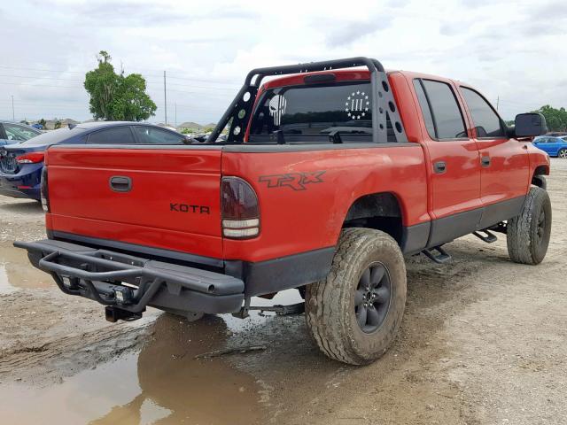 1D7HL48XX3S197244 - 2003 DODGE DAKOTA QUA RED photo 4