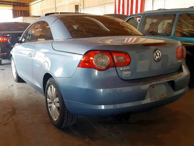 WVWBA71F77V005226 - 2007 VOLKSWAGEN EOS 2.0T BLUE photo 3