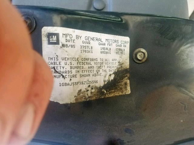 1G8AJ55FX6Z125596 - 2006 SATURN ION LEVEL GRAY photo 10