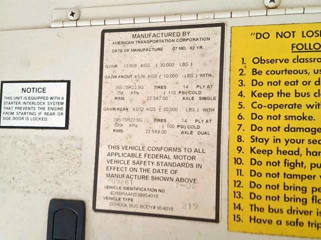 4DRBRAAN53B954018 - 2003 IC CORPORATION 3000 黄色 照片 10