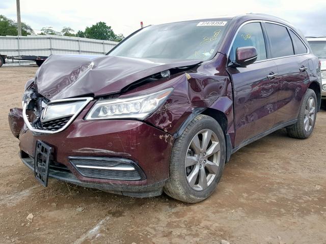 5FRYD4H94GB007903 - 2016 ACURA MDX ADVANC MAROON photo 2