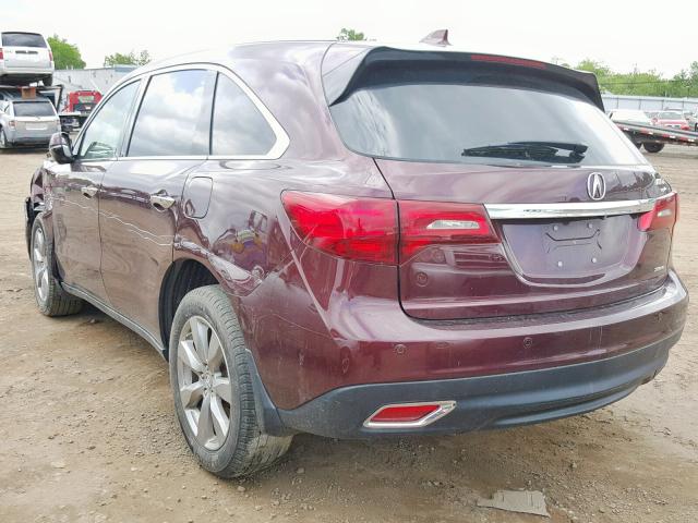 5FRYD4H94GB007903 - 2016 ACURA MDX ADVANC MAROON photo 3