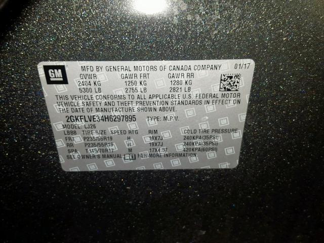 2GKFLVE34H6297895 - 2017 GMC TERRAIN DE BLACK photo 10