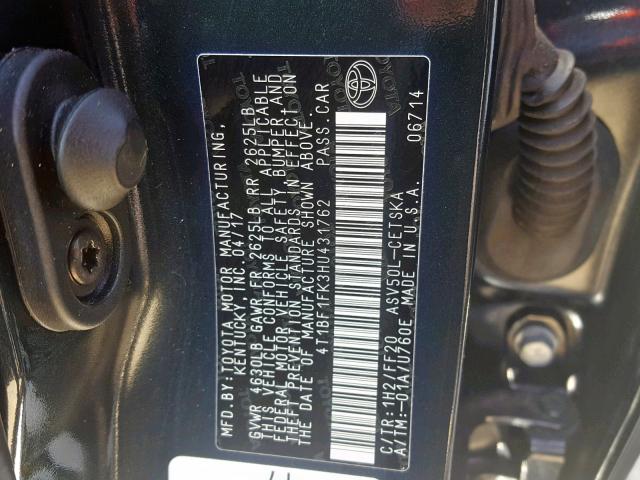 4T1BF1FK3HU431762 - 2017 TOYOTA CAMRY LE BLACK photo 10