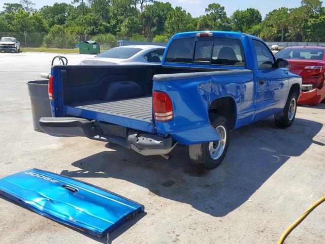 1B7FL26P5YS657345 - 2000 DODGE DAKOTA BLUE photo 4