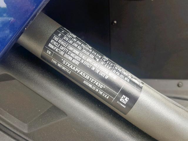 57XAAPFA5J8127430 - 2018 POLARIS SLINGSHOT BLUE photo 10