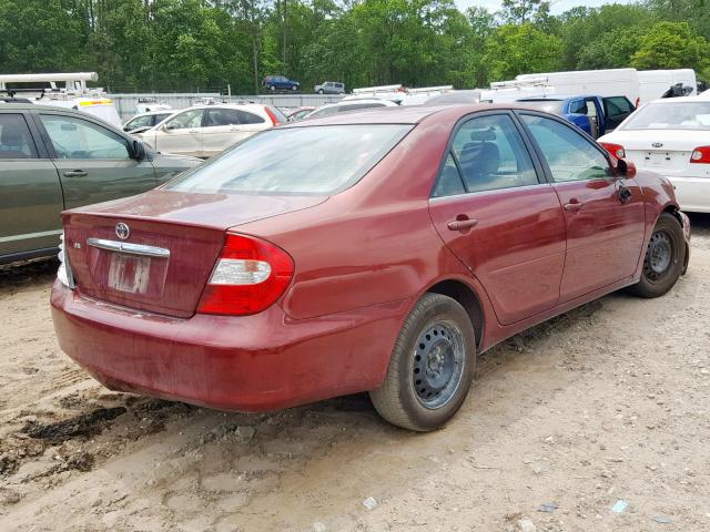 4T1BE32K82U050758 - 2002 TOYOTA CAMRY LE RED photo 4
