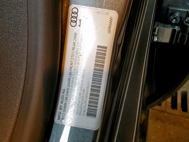 WAU2GAFC9DN048291 - 2013 AUDI A7 PRESTIG CHARCOAL photo 10