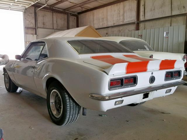 124378N400045 - 1968 CHEVROLET CAMARO RS WHITE photo 3