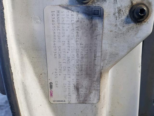 1G3AG55M8R6409348 - 1994 OLDSMOBILE CUTLASS CI თეთრი ფოტო 10