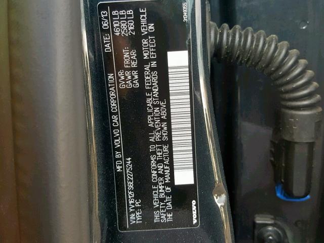 YV1612FS6E2275244 - 2014 VOLVO S60 T5 GRAY photo 10