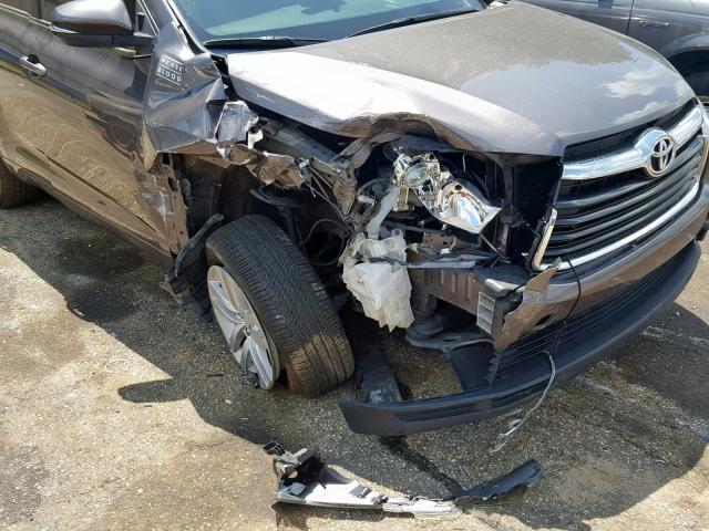 5TDZARFH9FS012868 - 2015 TOYOTA HIGHLANDER GRAY photo 9