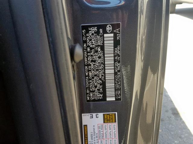 JTKJF5C70FJ006997 - 2015 TOYOTA SCION TC ნაცრისფერი ფოტო 10