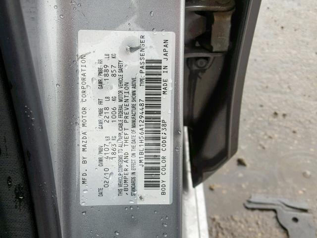 JM1BL1H56A1294487 - 2010 MAZDA 3 S GRAY photo 10