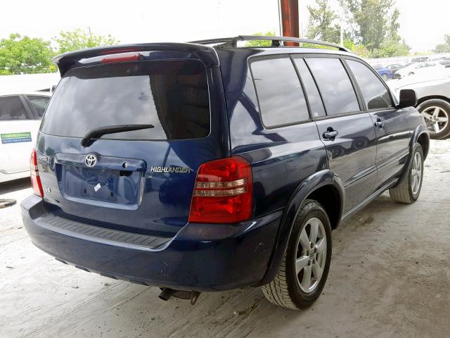 JTEGF21A520048754 - 2002 TOYOTA HIGHLANDER BLUE photo 4