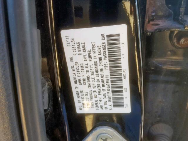 1HGCP2F85BA089970 - 2011 HONDA ACCORD EXL BLACK photo 10