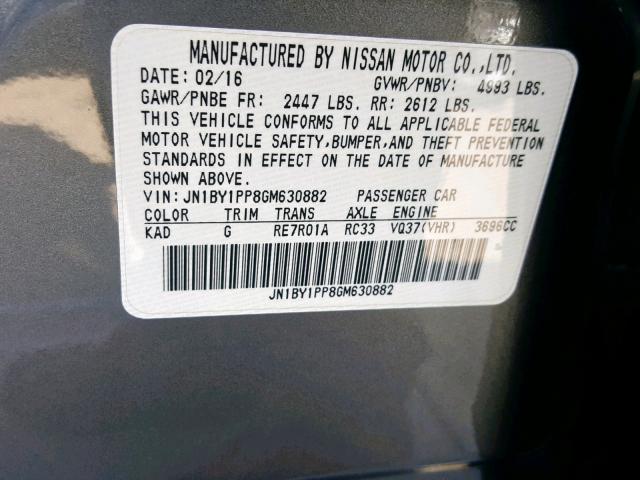 JN1BY1PP8GM630882 - 2016 INFINITI Q70L 3.7 GRAY photo 10