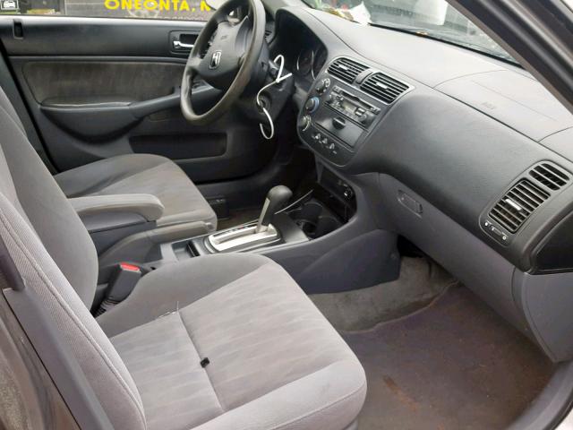 2HGES16515H611202 - 2005 HONDA CIVIC LX GRAY photo 5