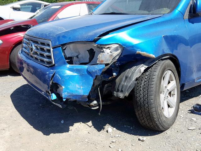 JTEES41A182072769 - 2008 TOYOTA HIGHLANDER BLUE photo 9