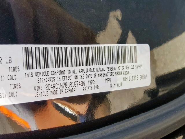 2C4RC1N78JR167434 - 2018 CHRYSLER PACIFICA H BLACK photo 10