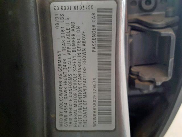 WVWRH63B02P129074 - 2002 VOLKSWAGEN PASSAT GLX 灰色 照片 10