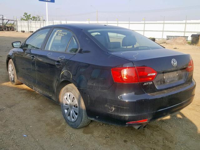 3VW2K7AJ2DM316163 - 2013 VOLKSWAGEN JETTA BASE BLACK photo 3