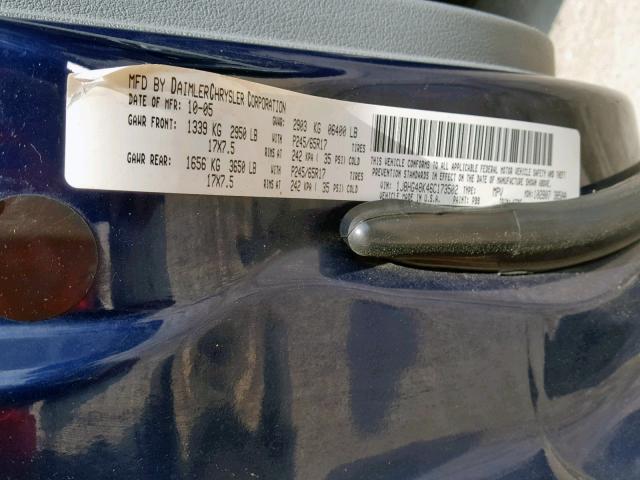 1J8HG48K46C173502 - 2006 JEEP COMMANDER 蓝色 照片 10