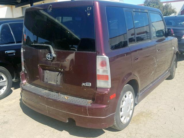 JTLKT324664039845 - 2006 TOYOTA SCION XB BURGUNDY photo 4