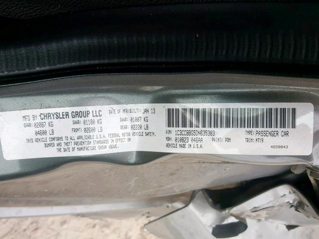 1C3CCBBG5DN635383 - 2013 CHRYSLER 200 TOURIN GRAY photo 10