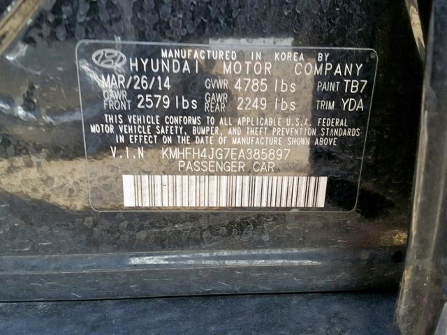 KMHFG4JG3EA368176 - 2014 HYUNDAI AZERA BLACK photo 10