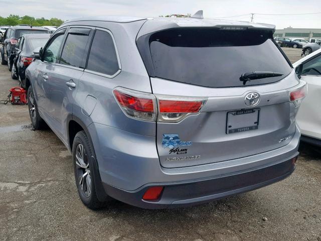 5TDJKRFH9GS283781 - 2016 TOYOTA HIGHLANDER SILVER photo 3