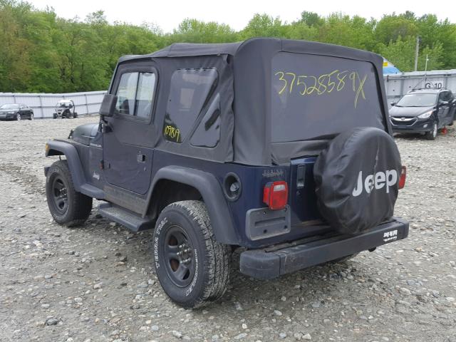 1J4FA29P81P324240 - 2001 JEEP WRANGLER / BLUE photo 3