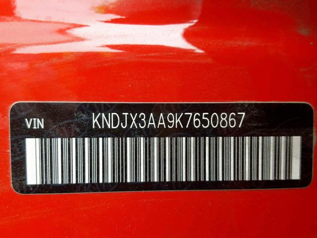 KNDJX3AA9K7650867 - 2019 KIA SOUL ! RED photo 10