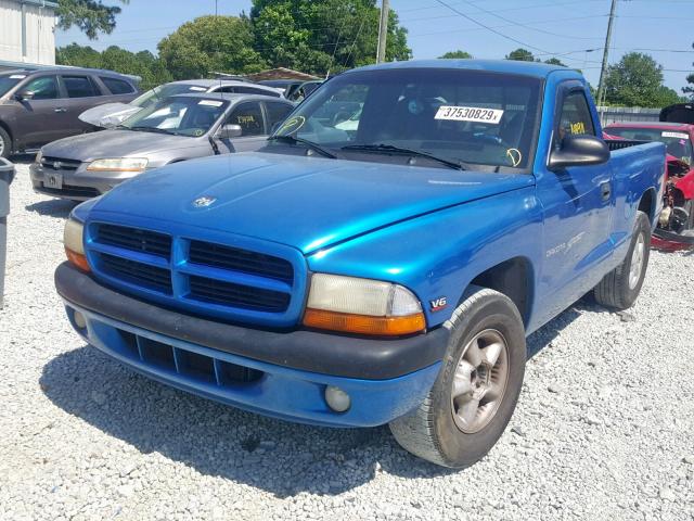 1B7FL26X0XS319544 - 1999 DODGE DAKOTA BLUE photo 2