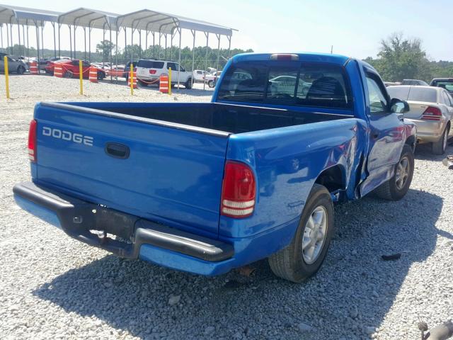 1B7FL26X0XS319544 - 1999 DODGE DAKOTA BLUE photo 4