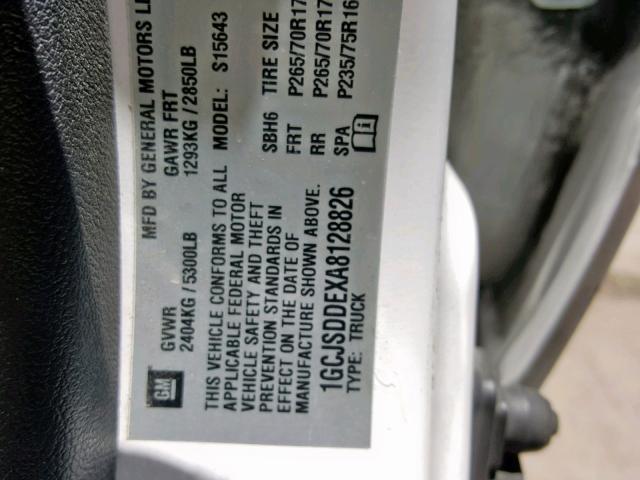 1GCJSDDEXA8128826 - 2010 CHEVROLET COLORADO L WHITE photo 10