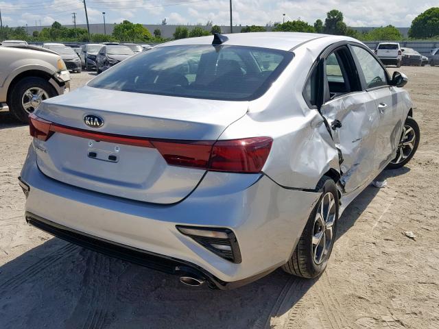 3KPF24AD4KE040525 - 2019 KIA FORTE FE SILVER photo 4